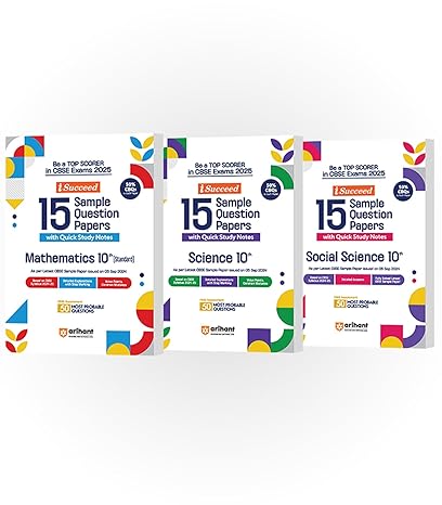 CBSE i-Succeed Sample Question Papers for Class 10th | Science, Social Science & Mathematics (Standard) | Set of 3 books